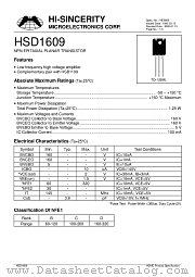 HSD1609 datasheet pdf Hi-Sincerity Microelectronics