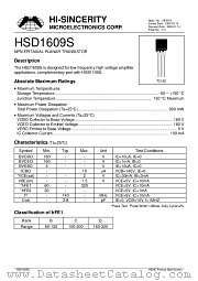 HSD1609S datasheet pdf Hi-Sincerity Microelectronics