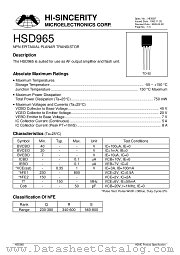 HSD965 datasheet pdf Hi-Sincerity Microelectronics
