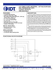IDT74ALVCHR16501 datasheet pdf IDT