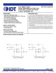 IDT74LVC162374A datasheet pdf IDT