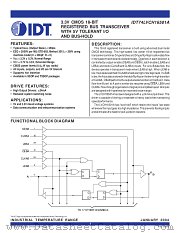 IDT74LVCH16501A datasheet pdf IDT