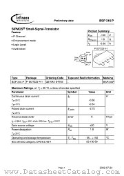BSP316P datasheet pdf Infineon