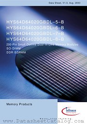 HYS64D64020GBDL-6-B datasheet pdf Infineon