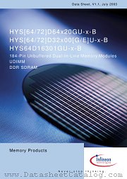 HYS72D64020GU-7-B datasheet pdf Infineon