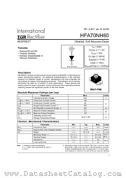 HFA70NH60 datasheet pdf International Rectifier