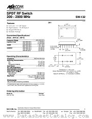 SW-132PIN datasheet pdf Tyco Electronics