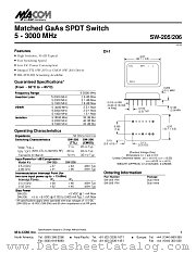 SW-205PIN datasheet pdf Tyco Electronics