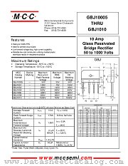 GBJ1001 datasheet pdf Micro Commercial Components