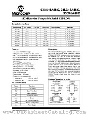 93LC46B datasheet pdf Microchip