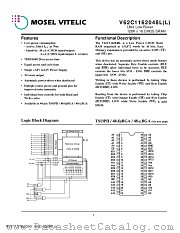 V62C1162048LL-85M datasheet pdf Mosel Vitelic Corp