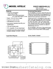 V62C1802048L-150T datasheet pdf Mosel Vitelic Corp