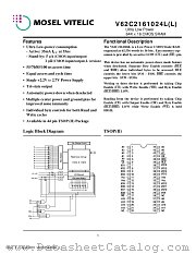 V62C2161024LL-55T datasheet pdf Mosel Vitelic Corp