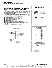 MC74HC75D datasheet pdf Motorola