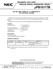 UPB1511TB-E3 datasheet pdf NEC