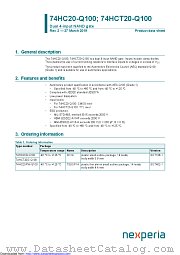 74HC20PW-Q100 datasheet pdf Nexperia