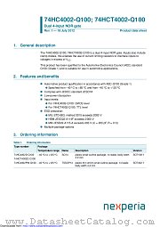 74HC4002PW-Q100 datasheet pdf Nexperia