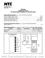 NTE1016 datasheet pdf NTE Electronics