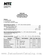 NTE1470 datasheet pdf NTE Electronics