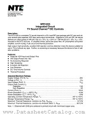NTE1633 datasheet pdf NTE Electronics