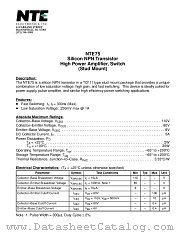 NTE75 datasheet pdf NTE Electronics