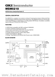 MSM5218 datasheet pdf OKI electronic components