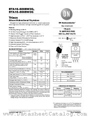 BTA16-600BW3 datasheet pdf ON Semiconductor