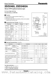 2SD2465 datasheet pdf Panasonic