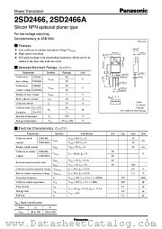 2SD2466A datasheet pdf Panasonic