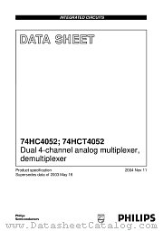 74HC4052BQ datasheet pdf Philips