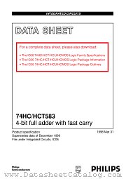 74HC583 datasheet pdf Philips