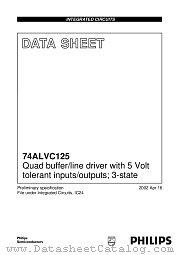 74ALVC125 datasheet pdf Philips