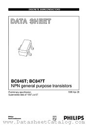 BC847T datasheet pdf Philips