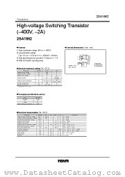 2SA1862 datasheet pdf ROHM
