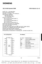 HYB41256-10 datasheet pdf Siemens