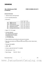 HYB5118160BSJ-70 datasheet pdf Siemens