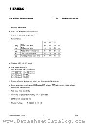 HYB3117800BSJ-60 datasheet pdf Siemens