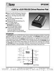 SP3220ECA datasheet pdf Sipex Corporation