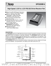 SP3220BET datasheet pdf Sipex Corporation