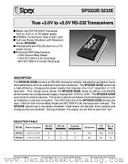 SP3232ECT datasheet pdf Sipex Corporation