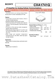 CXA1741Q datasheet pdf SONY