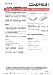 CXA2074Q/S datasheet pdf SONY