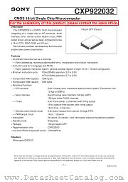CXP922032 datasheet pdf SONY