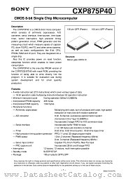 CXP875P40 datasheet pdf SONY