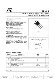 BUL810 datasheet pdf ST Microelectronics
