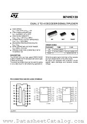 M74HC139RM13TR datasheet pdf ST Microelectronics