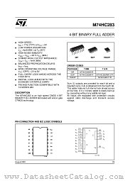 M74HC283M1R datasheet pdf ST Microelectronics