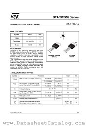 BTA06-600BRG datasheet pdf ST Microelectronics