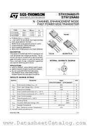 STH12NA60FI datasheet pdf ST Microelectronics