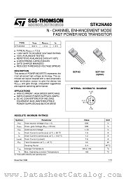 STK2NA60 datasheet pdf ST Microelectronics